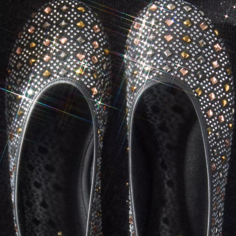 NWT Anthropologie Glitz Mesh Flats, Black size 10